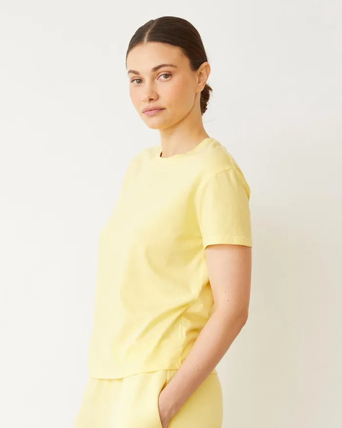 Women Tees MONROW Basic Crew Neck Tee Lemon