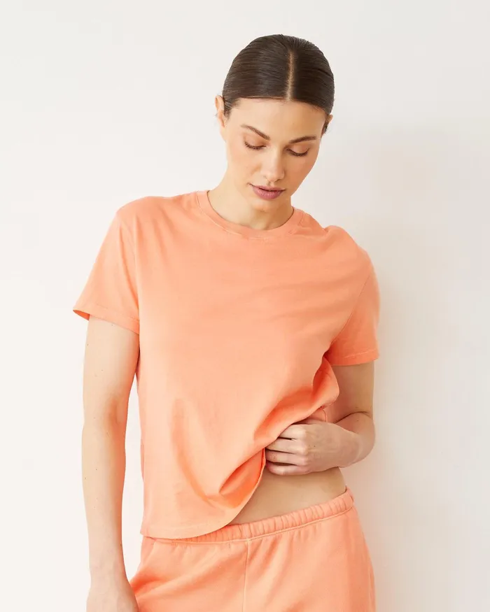 Women Tees MONROW Basic Crew Neck Tee Sorbet