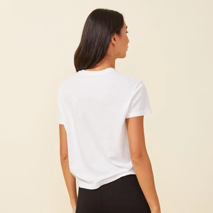Women Tees MONROW Basic Crew Neck Tee White
