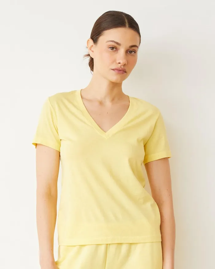 Women Tees MONROW Basic V Neck Lemon