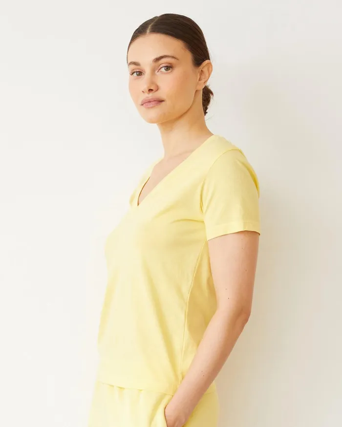 Women Tees MONROW Basic V Neck Lemon