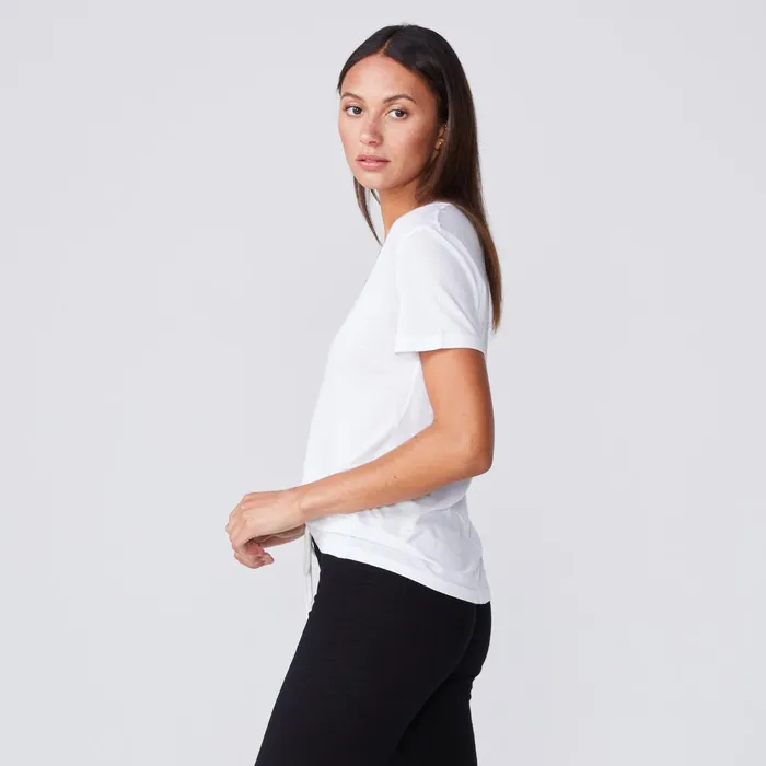 Women Tees MONROW Cotton Modal Relaxed V Neck Tee White