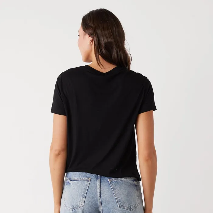 Women Tees MONROW Cotton Modal Vintage Crew Black
