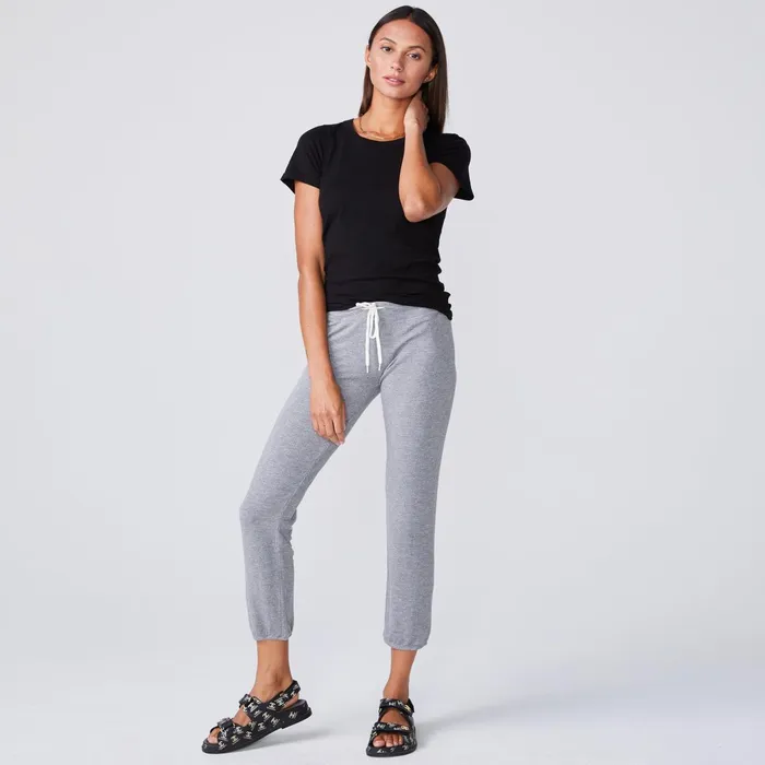 Women Tees MONROW Super Fine Jersey Fitted Crew Neck Tee Black