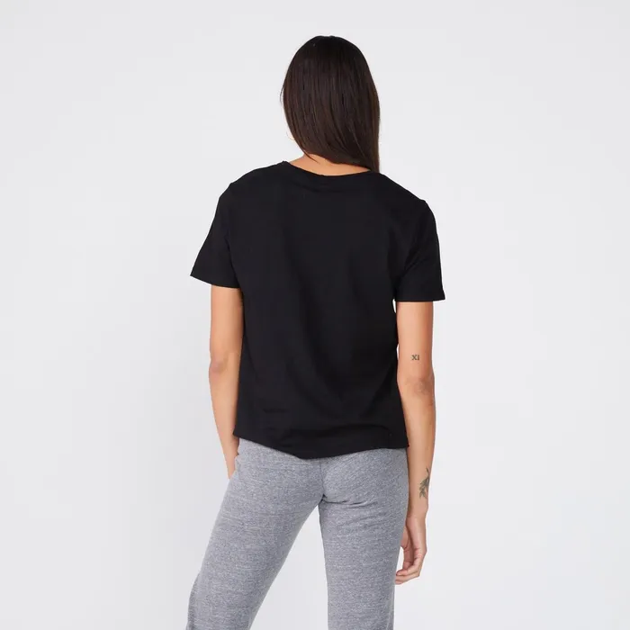 Women Tees MONROW Super Fine Jersey Oversized Crew Neck Tee Black