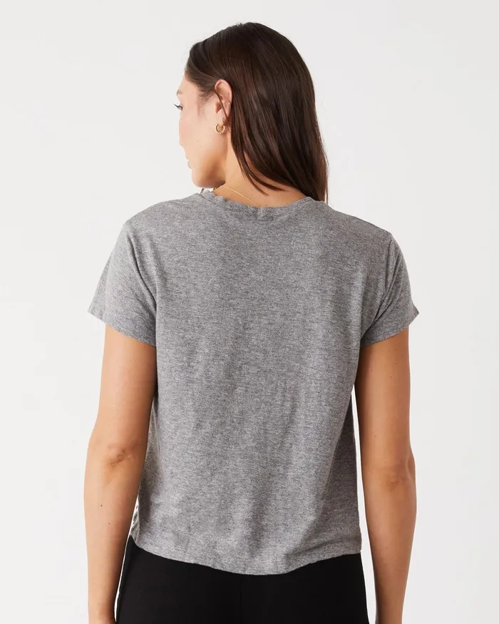 Women Tees MONROW Textured TriBlend Basic Crew Neck Tee Granite