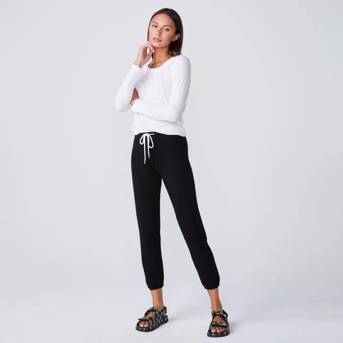 Women Tees MONROW Textured TriBlend Fitted Long Sleeve Crew White