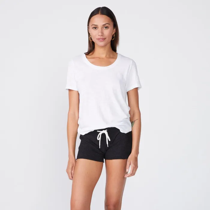 Women Tees MONROW Textured TriBlend Relaxed Crew Neck Tee White
