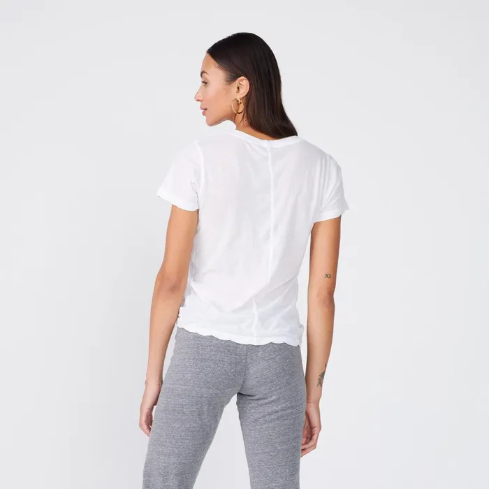 Women Tees MONROW Tissue Fitted Crew Neck Tee White