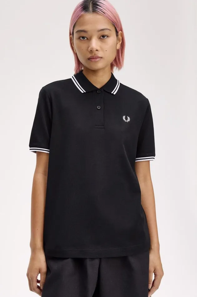 Women The Fred Perry Shirt Fred Perry G3600 Blackwhitewhite