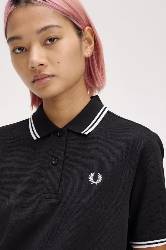 Women The Fred Perry Shirt Fred Perry G3600 Blackwhitewhite