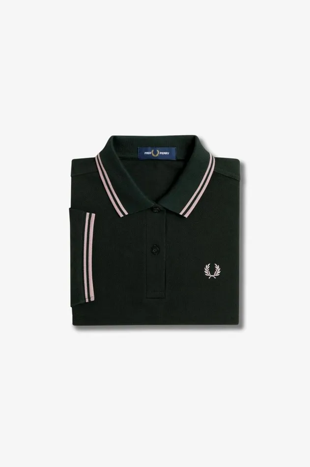 Women The Fred Perry Shirt Fred Perry G3600 Night Greendark Pinkdark Pink