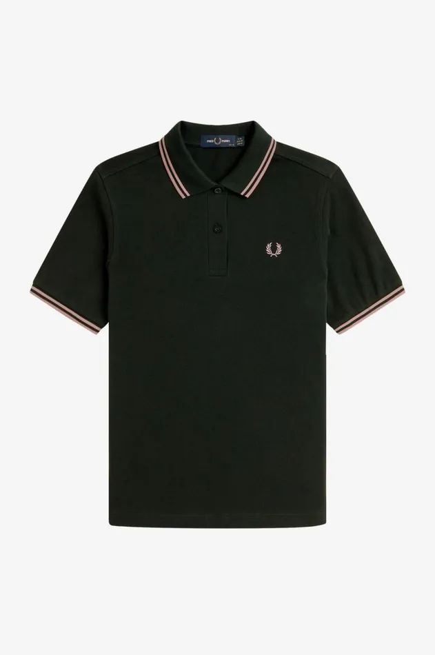 Women The Fred Perry Shirt Fred Perry G3600 Night Greendark Pinkdark Pink