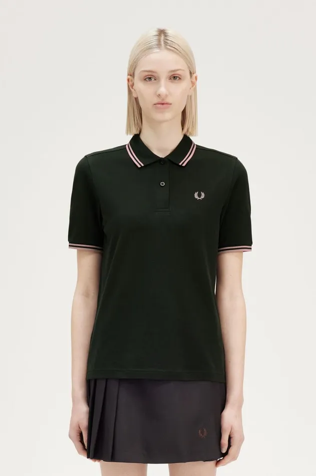 Women The Fred Perry Shirt Fred Perry G3600 Night Greendark Pinkdark Pink