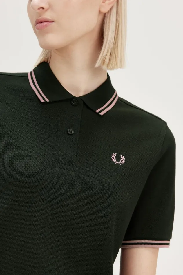 Women The Fred Perry Shirt Fred Perry G3600 Night Greendark Pinkdark Pink