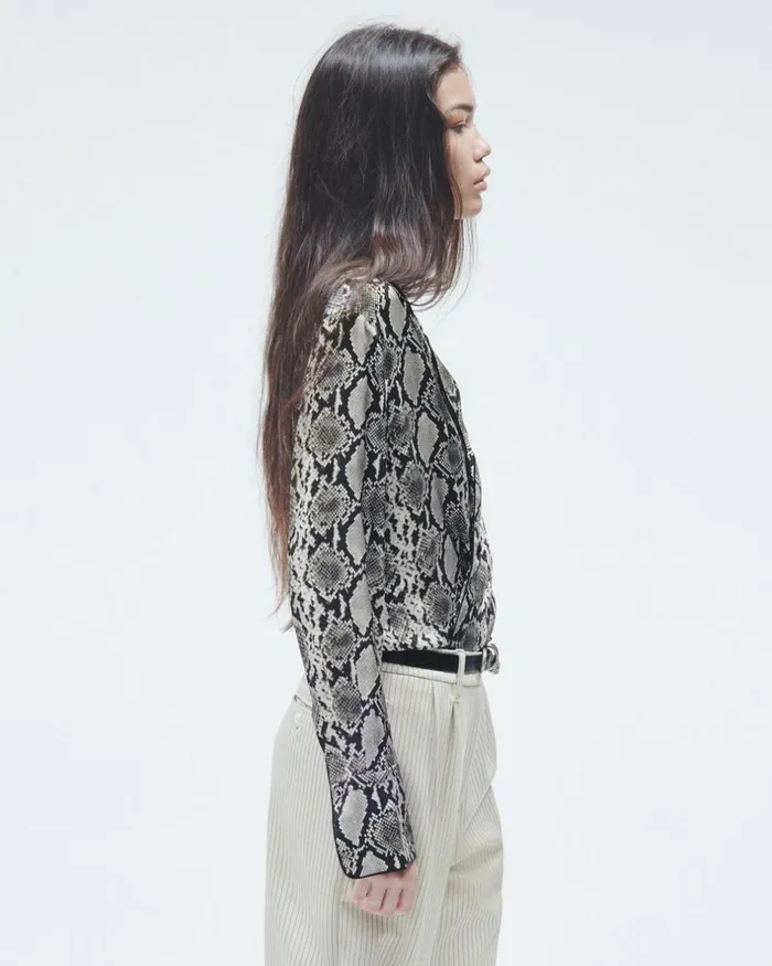 Women Tops Rag 038 Bone Aurora Printed Silk Shirt Snake Print