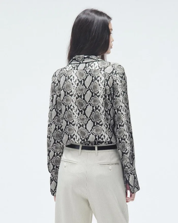 Women Tops Rag 038 Bone Aurora Printed Silk Shirt Snake Print