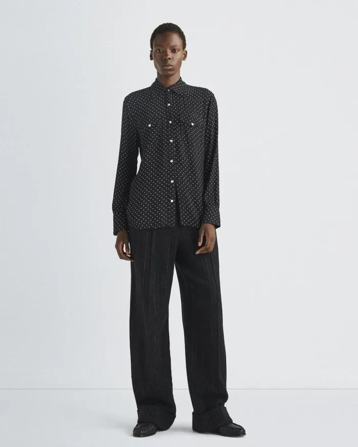 Women Tops Rag 038 Bone Farren Crepe Shirt Polka Dot