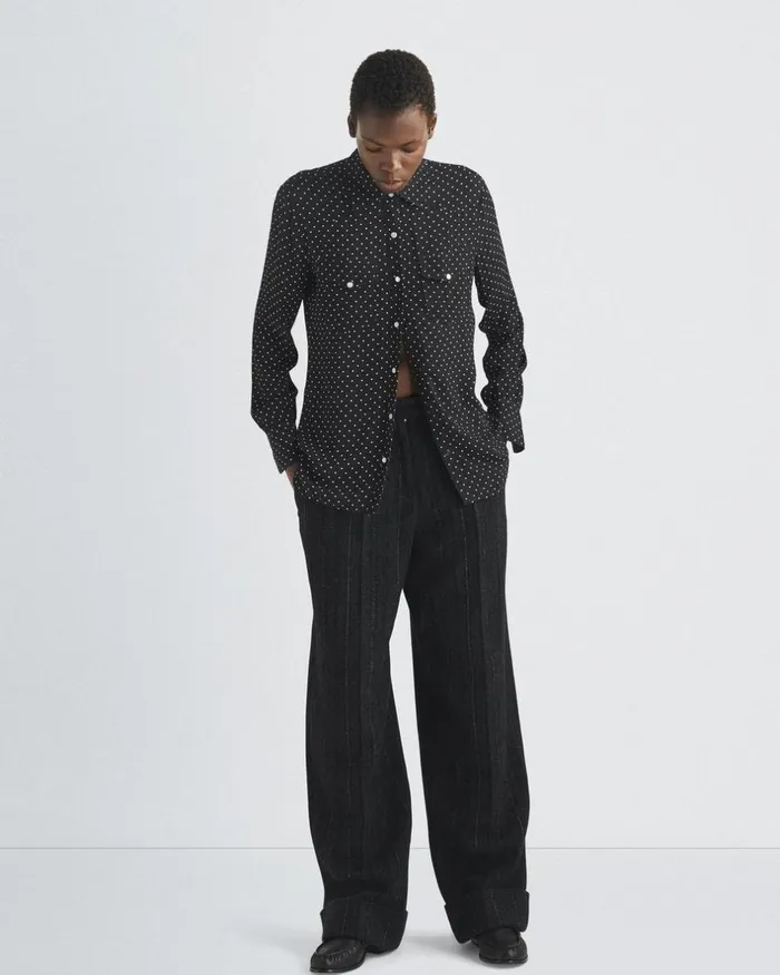 Women Tops Rag 038 Bone Farren Crepe Shirt Polka Dot