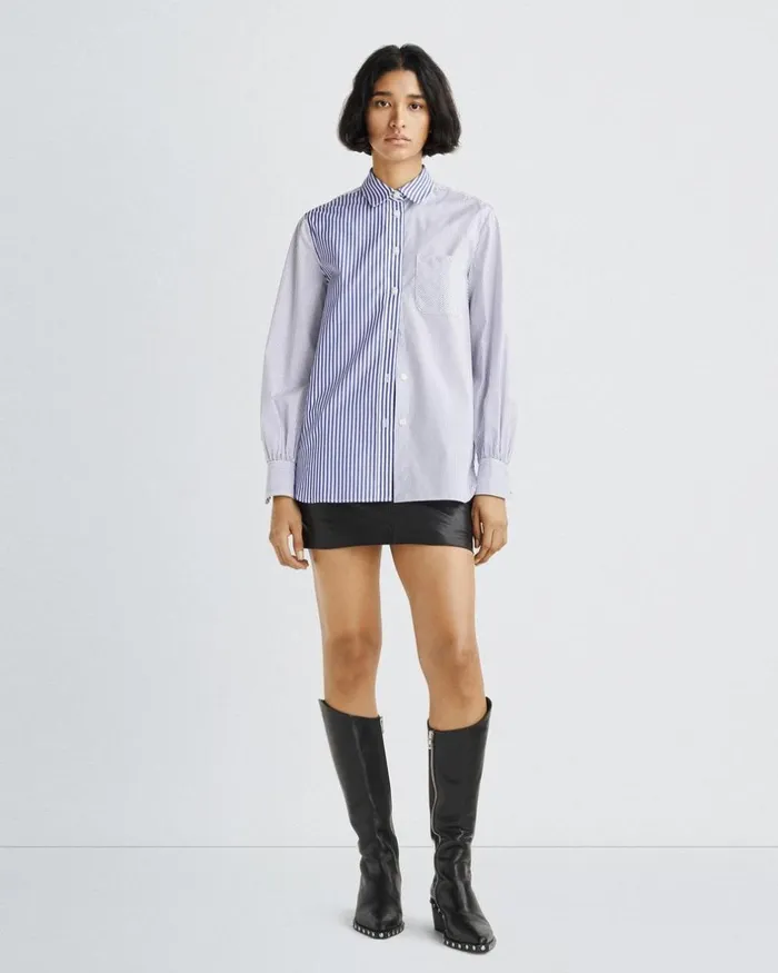 Women Tops Rag 038 Bone Maxine Cotton Poplin Shirt Blumlti