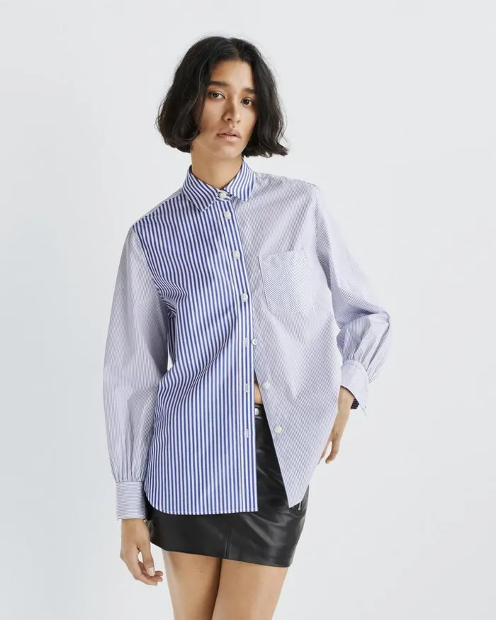 Women Tops Rag 038 Bone Maxine Cotton Poplin Shirt Blumlti