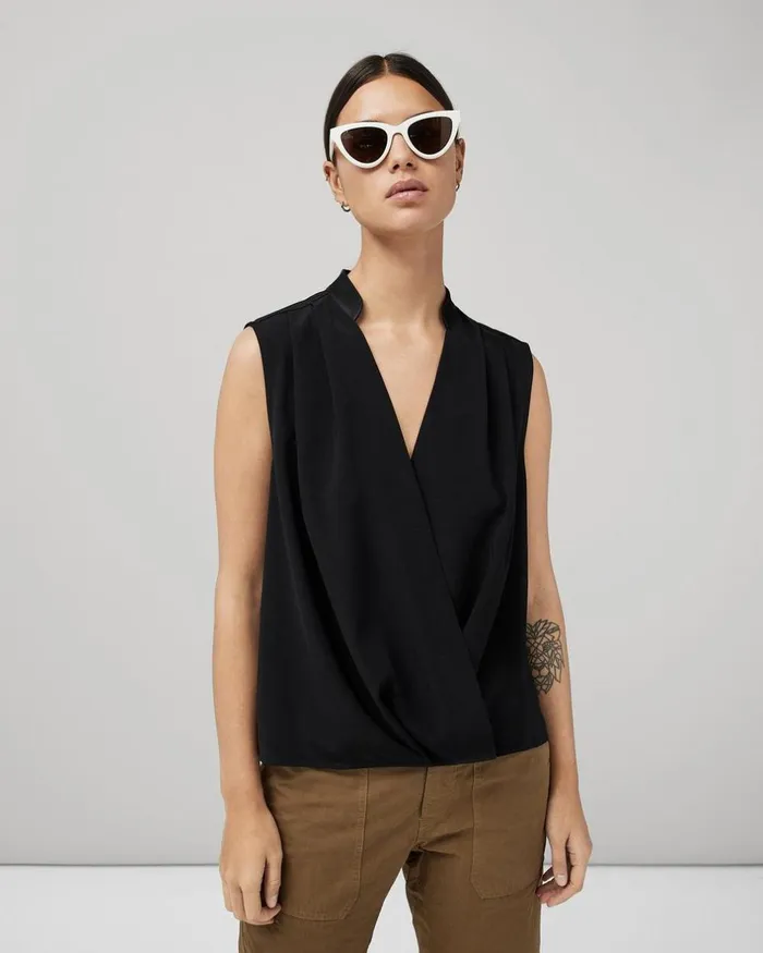Women Tops Rag 038 Bone Meredith Satin Blouse Black
