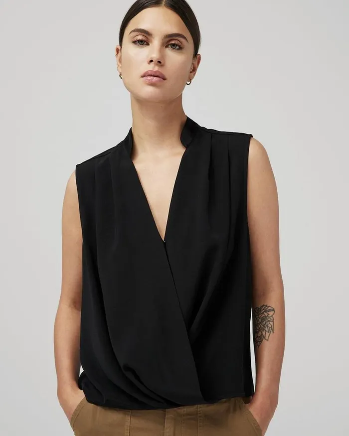 Women Tops Rag 038 Bone Meredith Satin Blouse Black