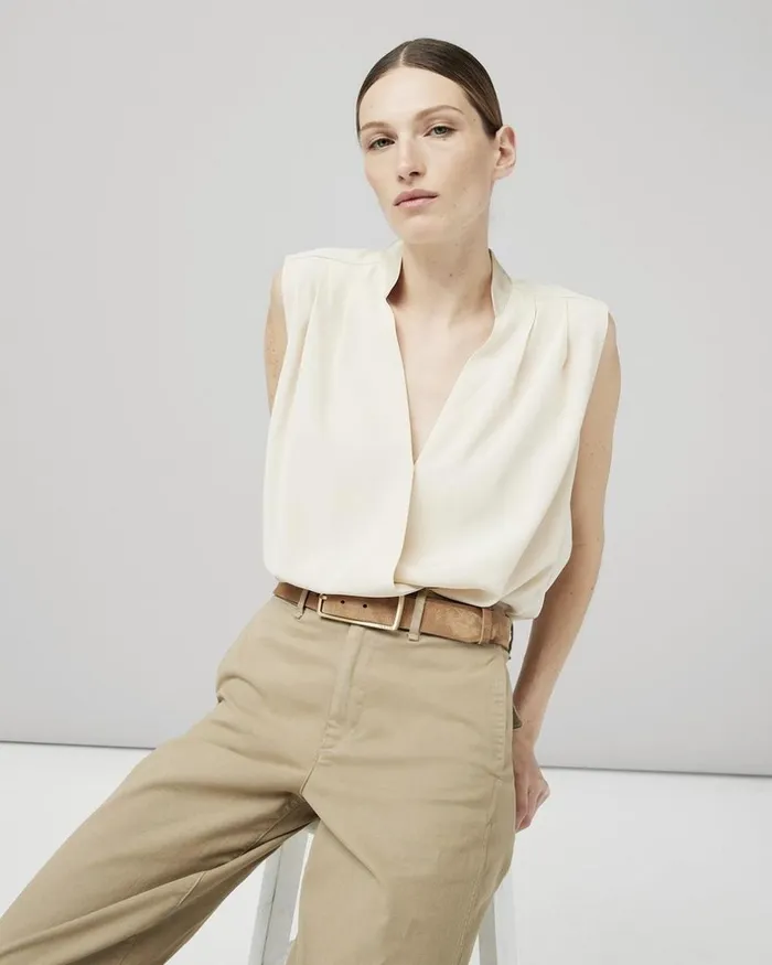 Women Tops Rag 038 Bone Meredith Satin Blouse Ivory