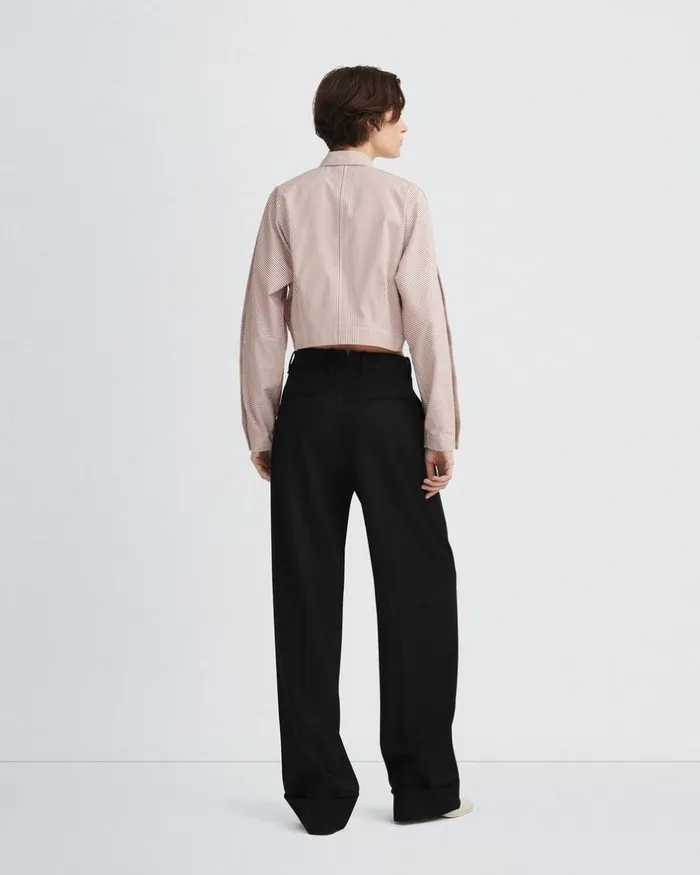 Women Tops Rag 038 Bone Morgan Cropped Cotton Poplin Shirt Brown Stripe