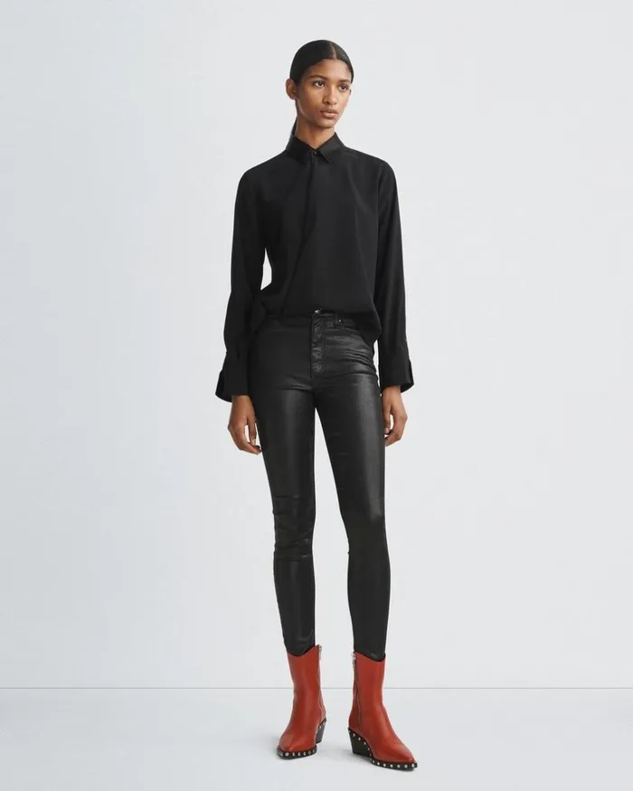 Women Tops Rag 038 Bone Phillipa Satin Blouse Black