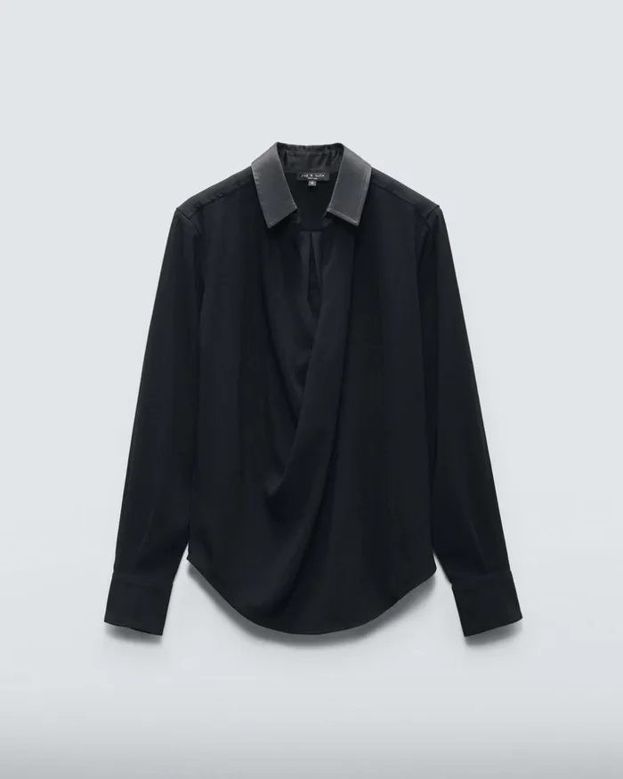 Women Tops Rag 038 Bone Phillipa Satin Blouse Black