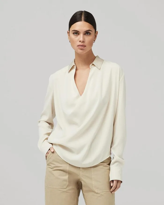 Women Tops Rag 038 Bone Phillipa Satin Blouse Ivory