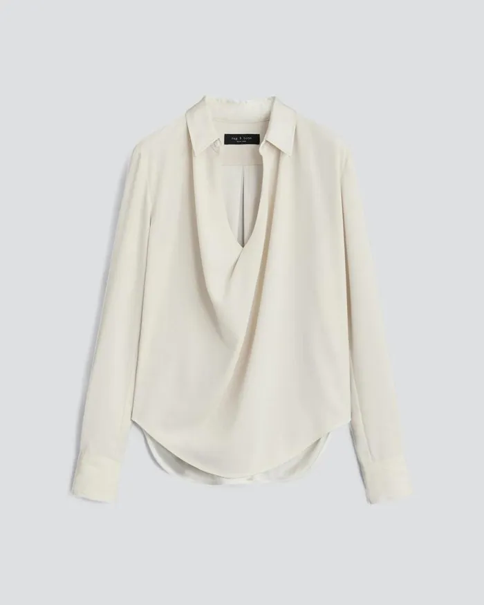 Women Tops Rag 038 Bone Phillipa Satin Blouse Ivory