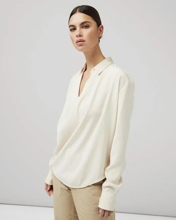 Women Tops Rag 038 Bone Phillipa Satin Blouse Ivory