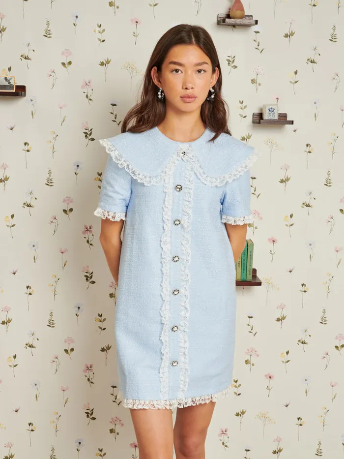 Women Treasured Tweed Mini Dress Xenon Blue Sister Jane Dresses