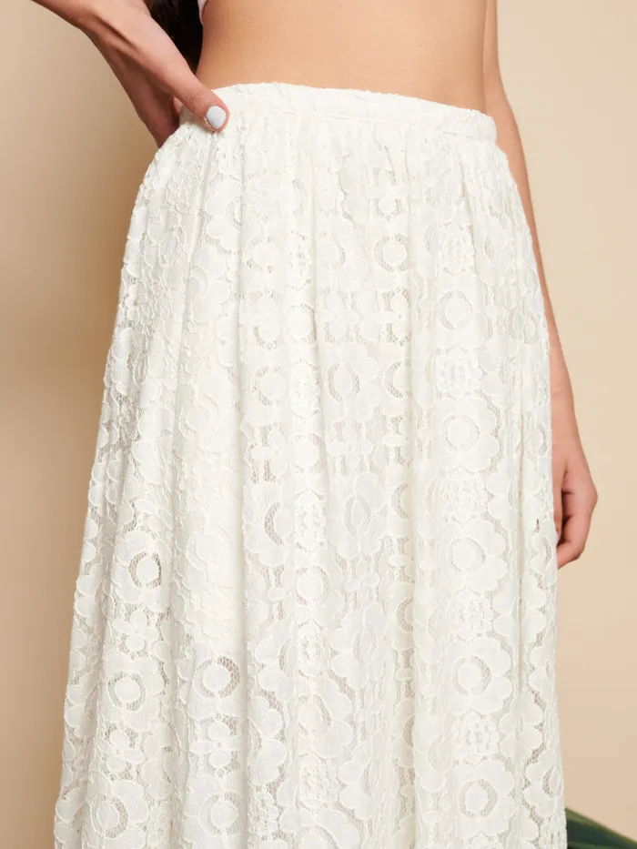 Women Vanilla Lace Midi Skirt White Sister Jane Bottoms