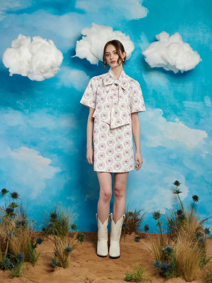 Women Wander Bow Mini Dress Pearl White Sister Jane Dresses