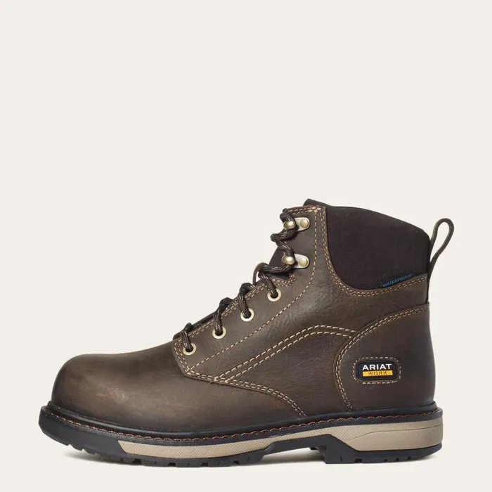Women Waterproof Boots Ariat Riveter 6034 CSA Waterproof Composite Toe Work Boot Dark Brown