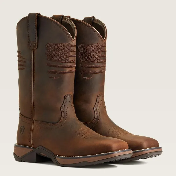 Women Western Boots Ariat Anthem Patriot Western Boot Distressed Brown