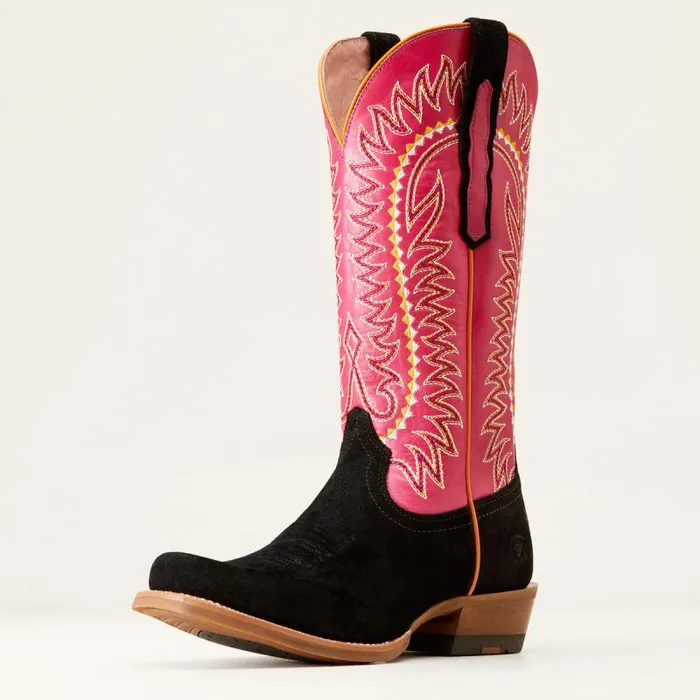 Women Western Boots Ariat Derby Monroe Western Boot Black Roughout
