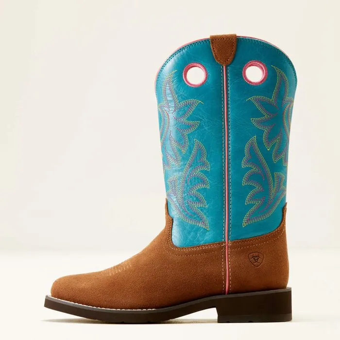 Women Western Boots Ariat Elko Western Boot Chestnut Suedebasin Blue