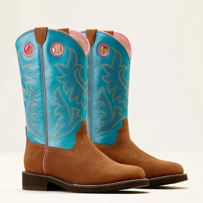 Women Western Boots Ariat Elko Western Boot Chestnut Suedebasin Blue Women Western Boots Ariat Elko Western Boot Chestnut Suedebasin Blue