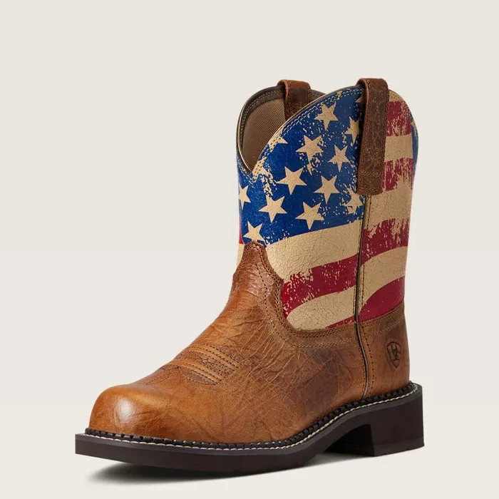 Women Western Boots Ariat Fatbaby Heritage Patriot Western Boot Crackled Tumeric