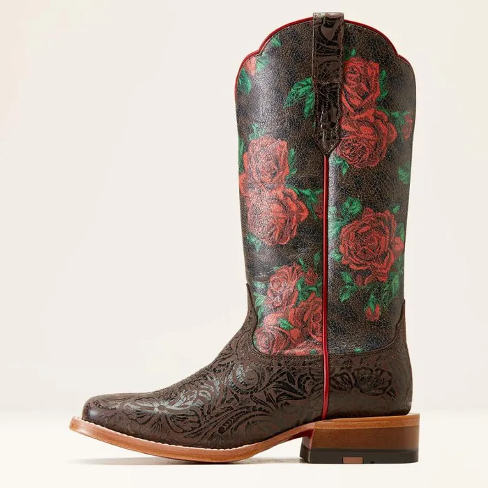 Women Western Boots Ariat Frontier Farrah Western Boot Chocolate Floral Emboss Women Western Boots Ariat Frontier Farrah Western Boot Chocolate Floral Emboss