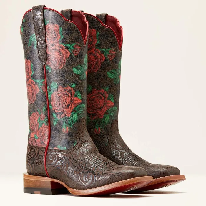 Women Western Boots Ariat Frontier Farrah Western Boot Chocolate Floral Emboss Women Western Boots Ariat Frontier Farrah Western Boot Chocolate Floral Emboss