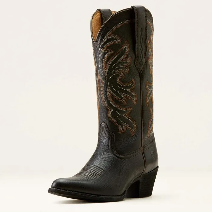 Women Western Boots Ariat Heritage J Toe Stretchfit Western Boot Black Deertan