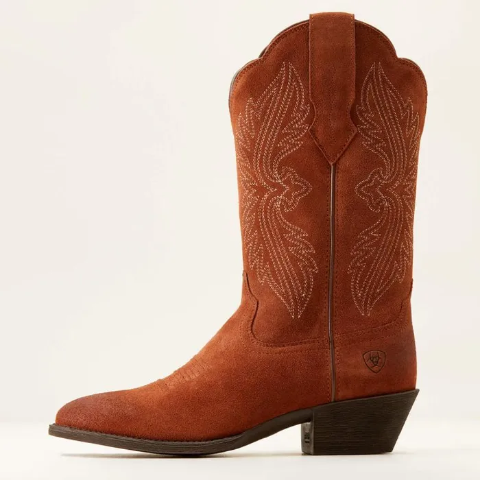 Women Western Boots Ariat Heritage R Toe StretchFit Western Boot Amber Suede Women Western Boots Ariat Heritage R Toe StretchFit Western Boot Amber Suede