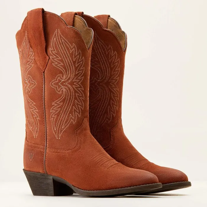 Women Western Boots Ariat Heritage R Toe StretchFit Western Boot Amber Suede Women Western Boots Ariat Heritage R Toe StretchFit Western Boot Amber Suede