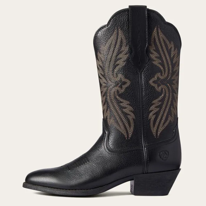 Women Western Boots Ariat Heritage R Toe StretchFit Western Boot Black Deertan Women Western Boots Ariat Heritage R Toe StretchFit Western Boot Black Deertan