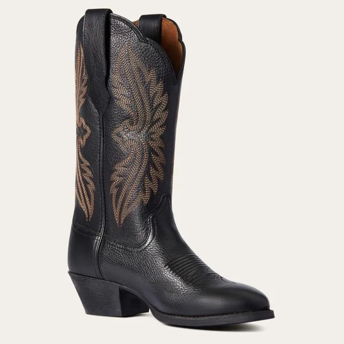 Women Western Boots Ariat Heritage R Toe StretchFit Western Boot Black Deertan Women Western Boots Ariat Heritage R Toe StretchFit Western Boot Black Deertan
